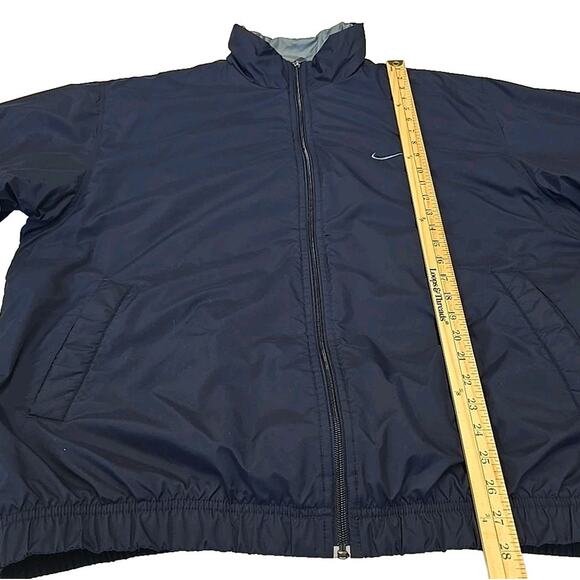 Vintage Nike 000 Mens Y2K Puffer Coat Sz L Blue Embroidered Jacket - Picture 3 of 10
